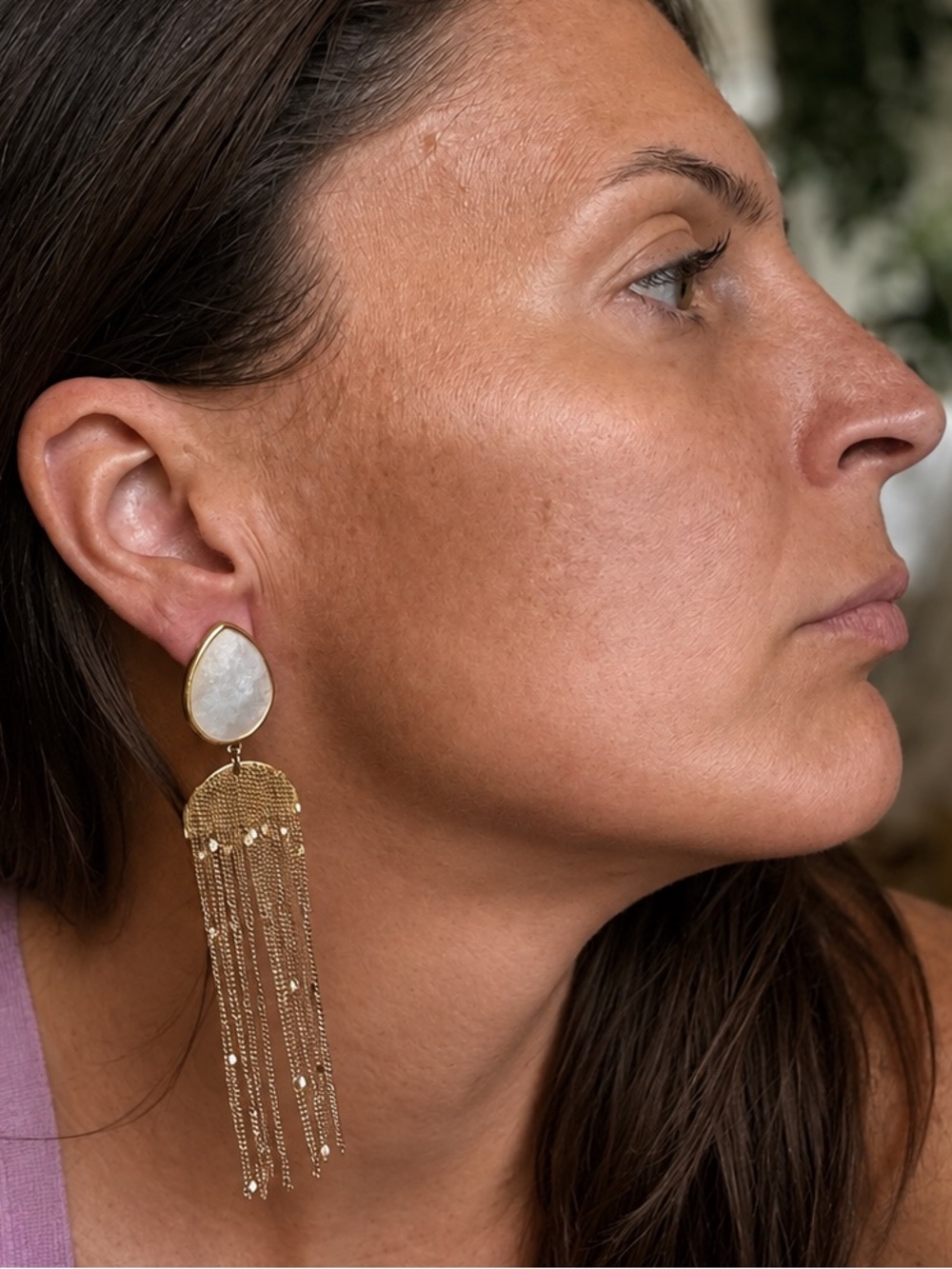 Gold Cascade Opal Fringe Earrings
